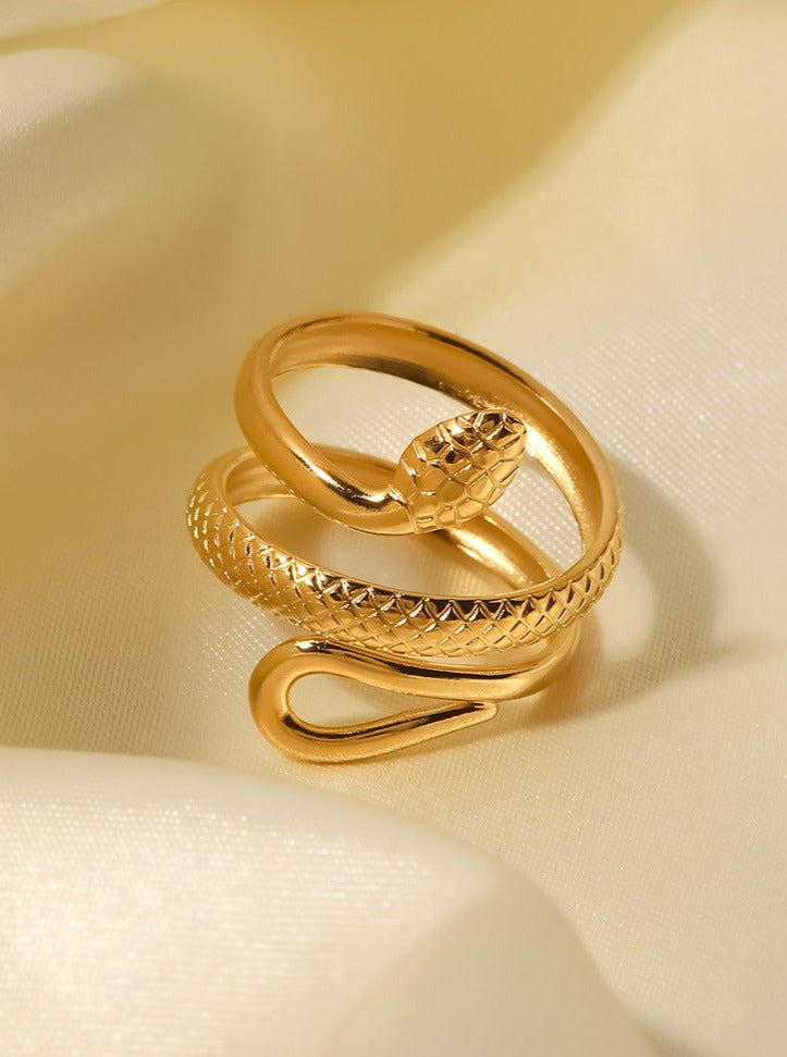 18K Gouden Geplateerde RVS Slang Ontwerp Ring-Ringen-Calora-Goud-Calora