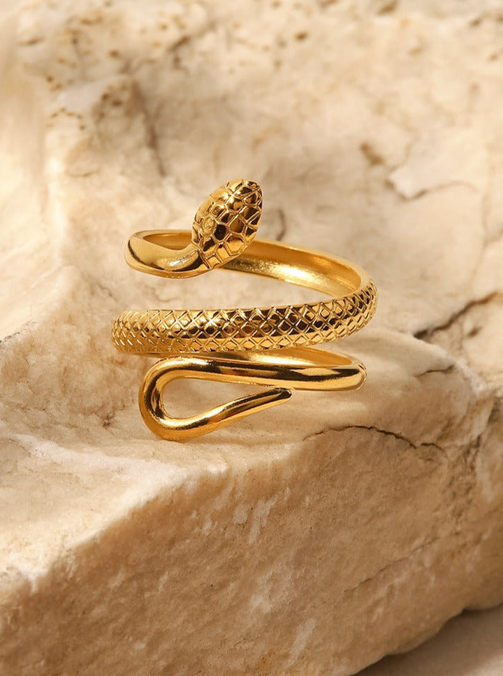 18K Gouden Geplateerde RVS Slang Ontwerp Ring-Ringen-Calora-Goud-Calora