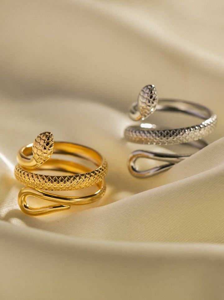 18K Gouden Geplateerde RVS Slang Ontwerp Ring-Ringen-Calora-Zilver-Calora