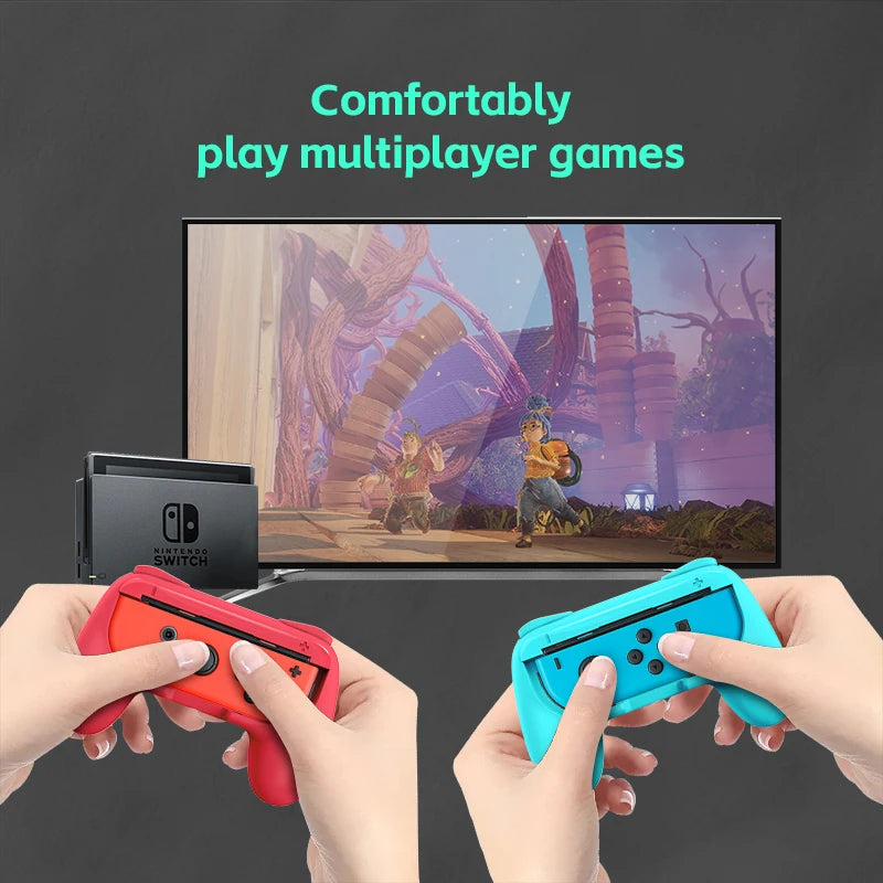 2 x Comfortabele Grips handvatten voor JoyCon Nintendo Switch-Elektronica/Gadgets-Calora-Rood en Blauw-Calora