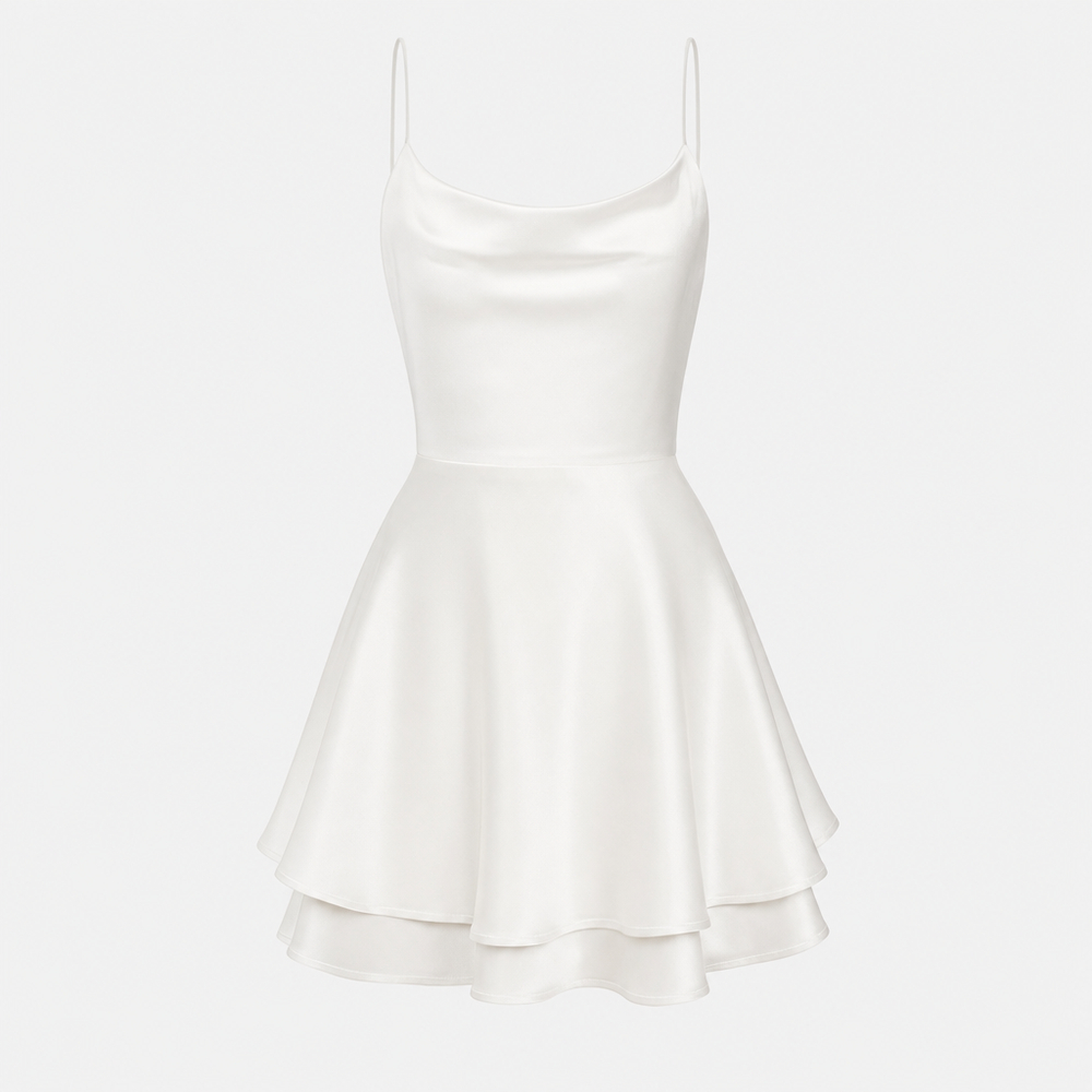 De Laure Satijnen Open-Rug Jurk-Zomer Jurken-Calora Mode-Wit-S-Calora