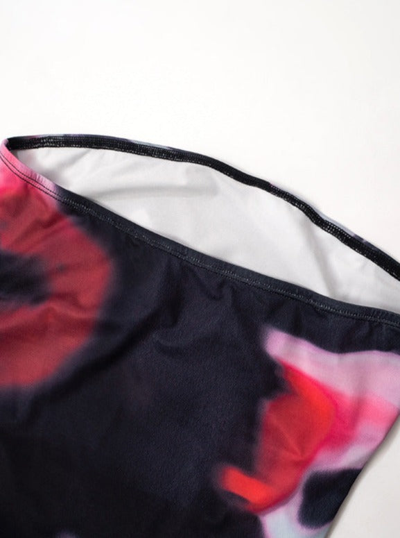 Abstracte bedrukte mini-jurk-Zomer Jurken-Calora-Rood-S-Calora