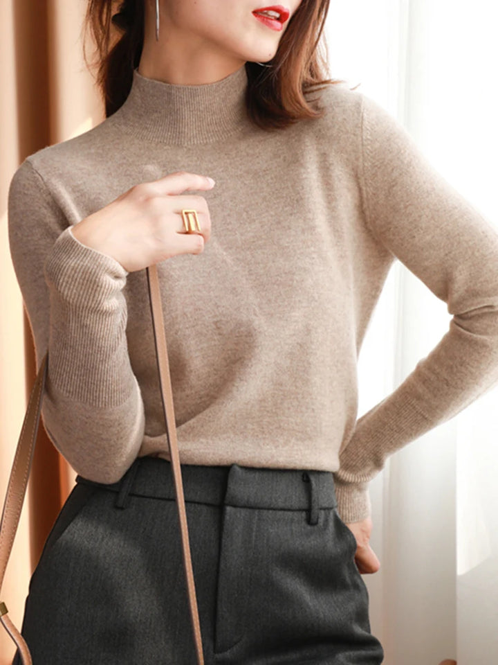 Adel | Chique Dunne Knitted Dames Coltrui-Blazers & Vesten-Calora-Beige-S-Calora