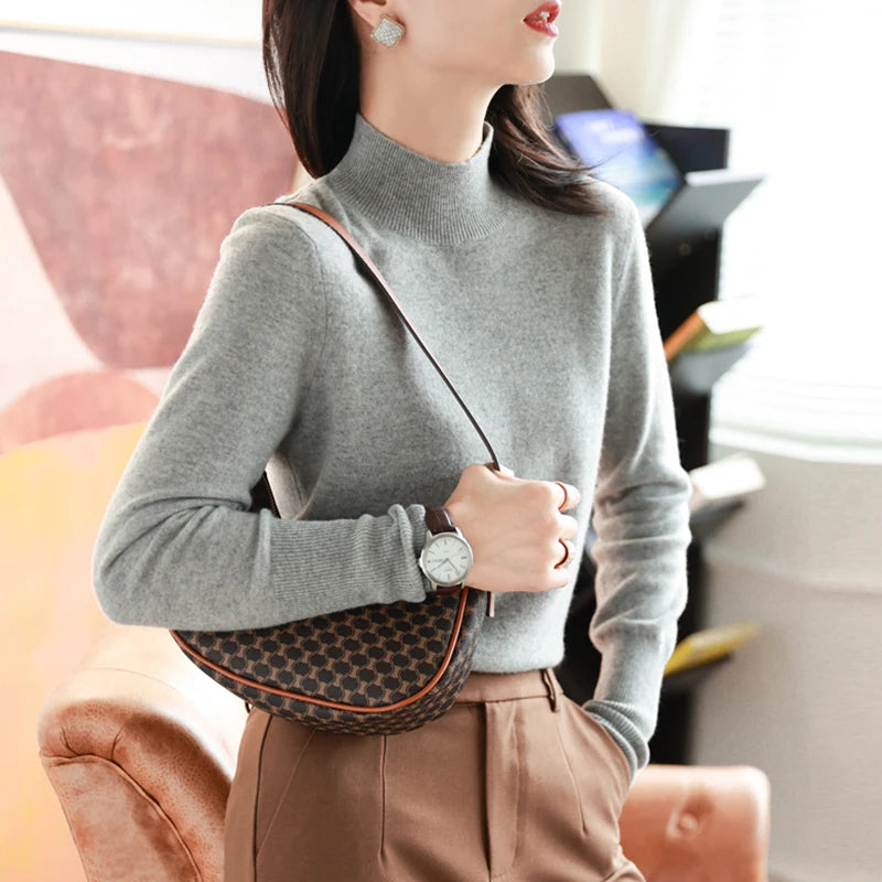 Adel | Chique Dunne Knitted Dames Coltrui-Blazers & Vesten-Calora-Grijs-S-Calora