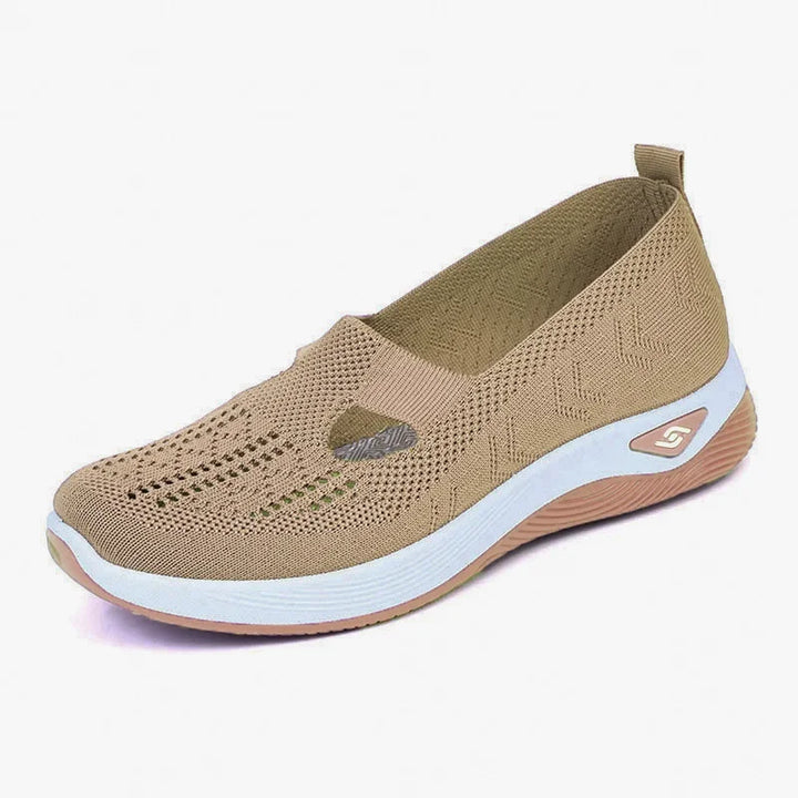 Ademend en Lichtgewicht Dames Mesh Instappers-Instappers-Calora-Beige-37-Calora