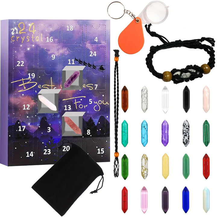Adventskalender | Natuurlijke Kristallen Edelstenen Collectie Box voor 24 Dagen-Elektronica/Gadgets-Calora-Rechthoekig-Calora