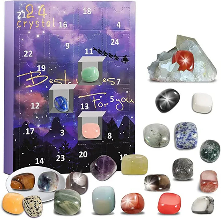 Adventskalender | Natuurlijke Kristallen Edelstenen Collectie Box voor 24 Dagen-Elektronica/Gadgets-Calora-Vierkant-Calora