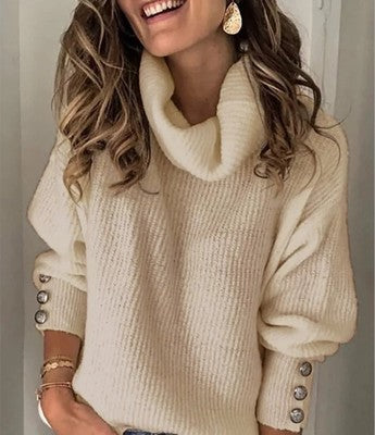 Alina | Dames herfst/winter effen coltrui casual trui-Blazers & Vesten-Calora-Beige-S-Calora