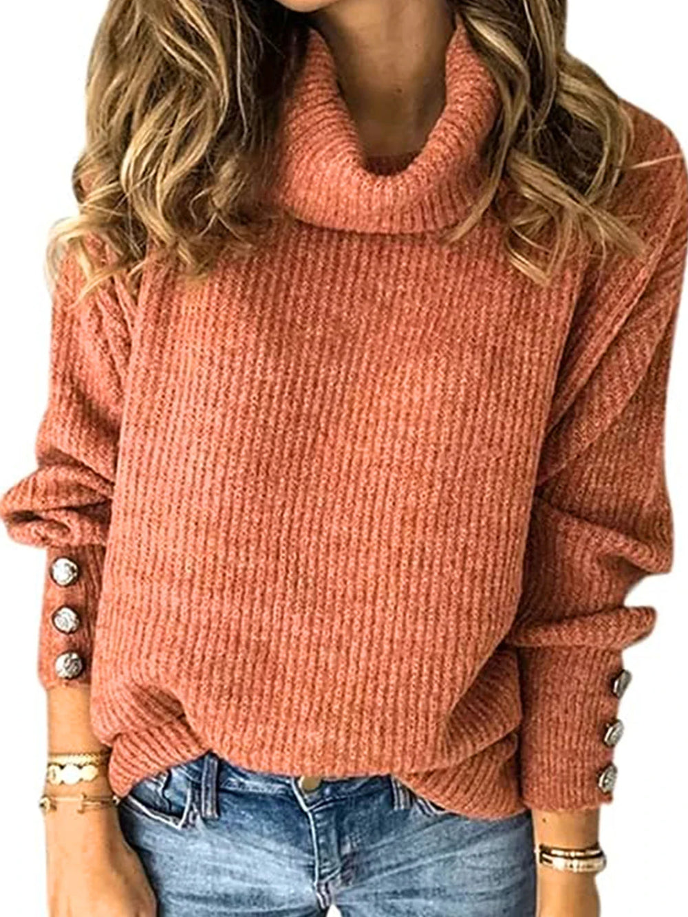 Alina | Dames herfst/winter effen coltrui casual trui-Blazers & Vesten-Calora-Roze-S-Calora