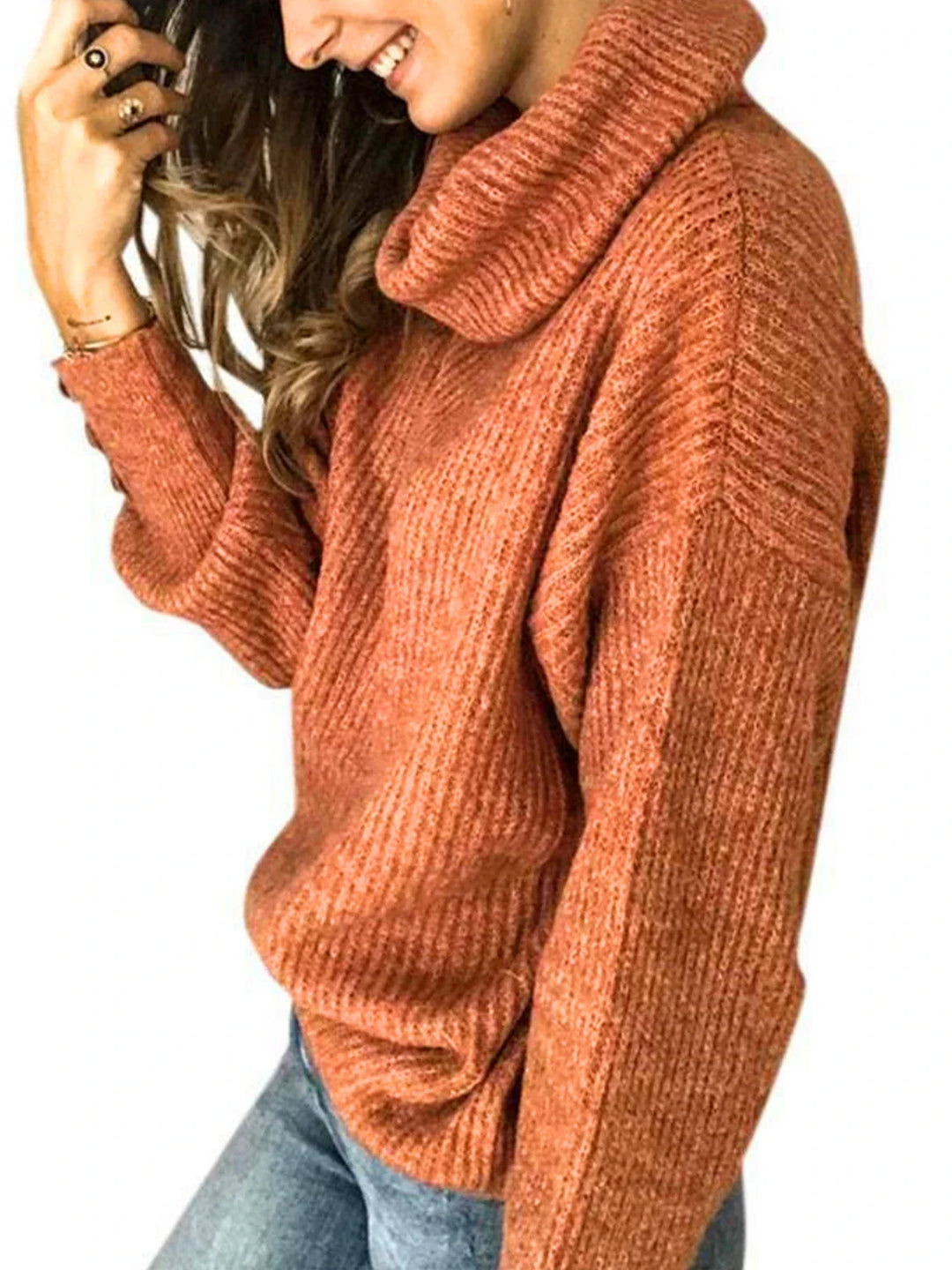 Alina | Dames herfst/winter effen coltrui casual trui-Blazers & Vesten-Calora-Roze-S-Calora
