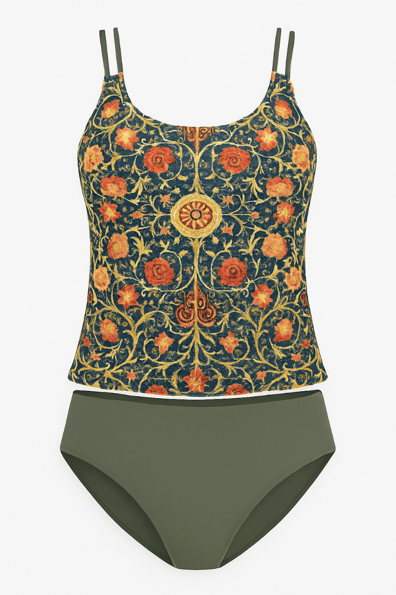 Aliya | Stijlvolle Tankini met Print-Zwemkleding-Calora-Groen-S-Calora