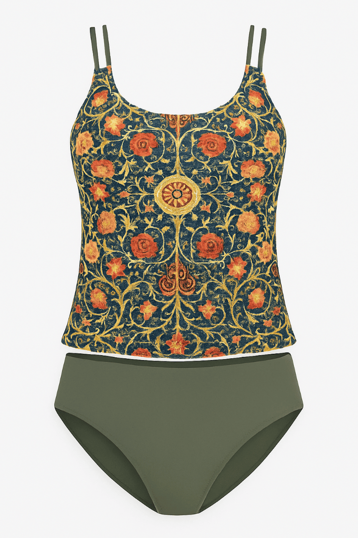 Aliya | Stijlvolle Tankini met Print-Zwemkleding-Calora-Groen-S-Calora