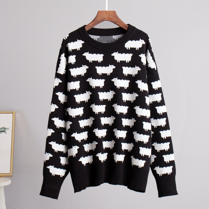 CALORA_ Alpacaprint Ronde Hals Losse Casual Trui voor Dames