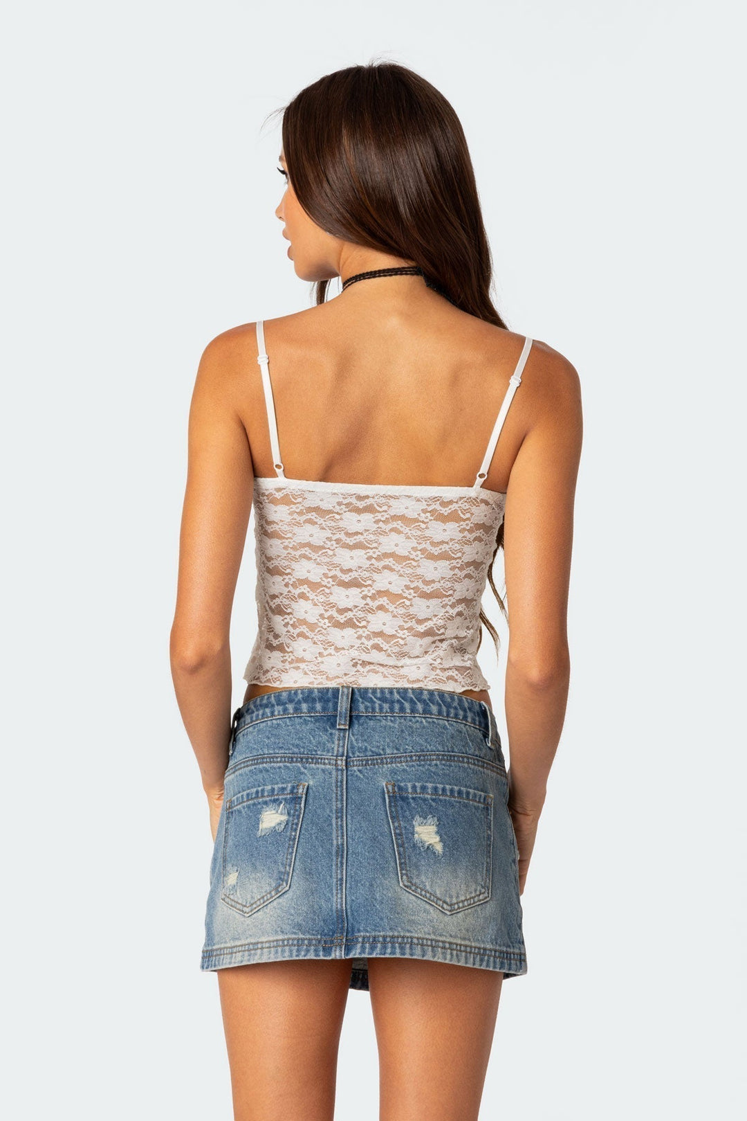 Amara | Transparante top met kant-Blouses-Calora-Rood-S-Calora