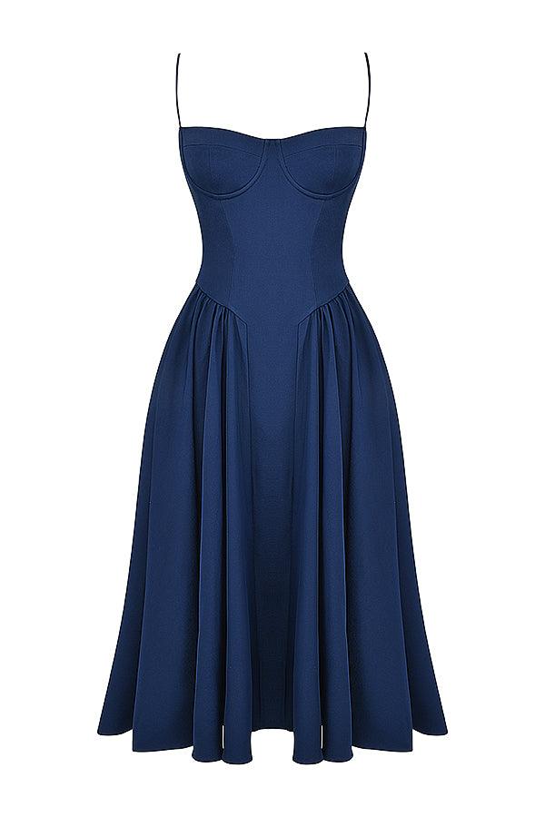 Amaya | Elegante Twill Korset Midi Jurk-Feest Jurken-Calora-Roze-XS-Calora