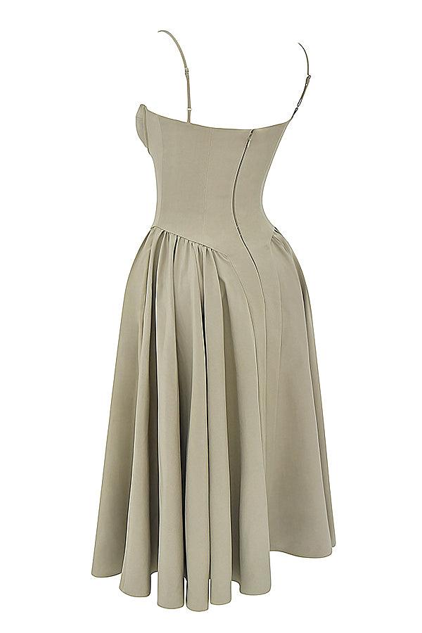 Amaya | Elegante Twill Korset Midi Jurk-Feest Jurken-Calora-Roze-XS-Calora