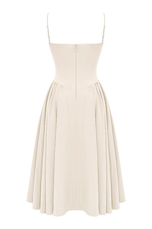 Amaya | Elegante Twill Korset Midi Jurk-Feest Jurken-Calora-Roze-XS-Calora