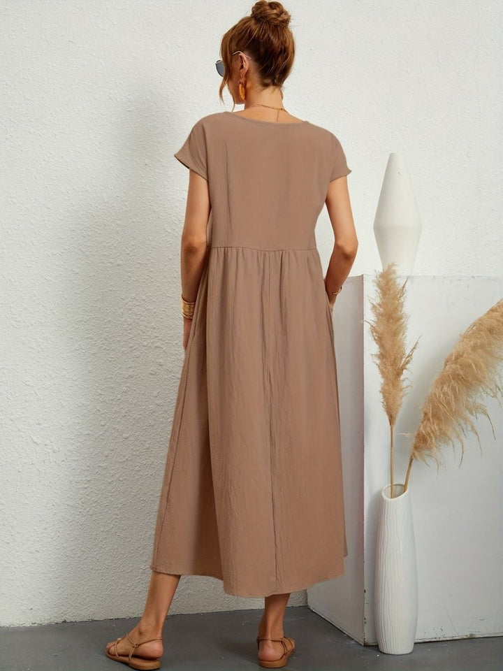 Amiro | Elegante Jurk met ronde hals-Zomer Jurken-Calora-Wit-S-Calora