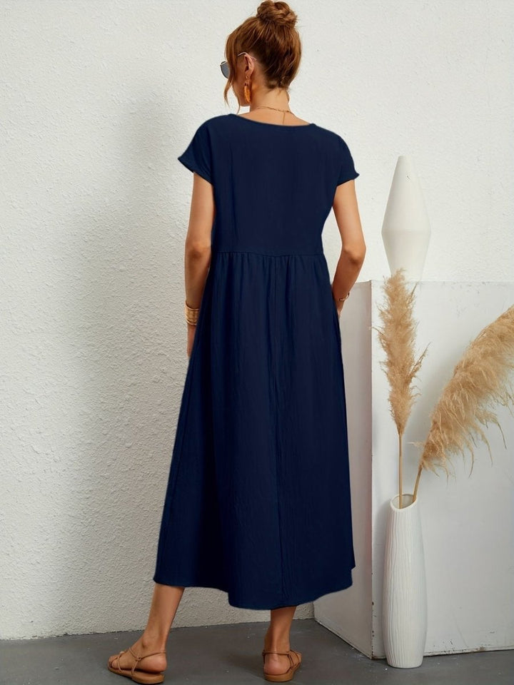 Amiro | Elegante Jurk met ronde hals-Zomer Jurken-Calora-Wit-S-Calora