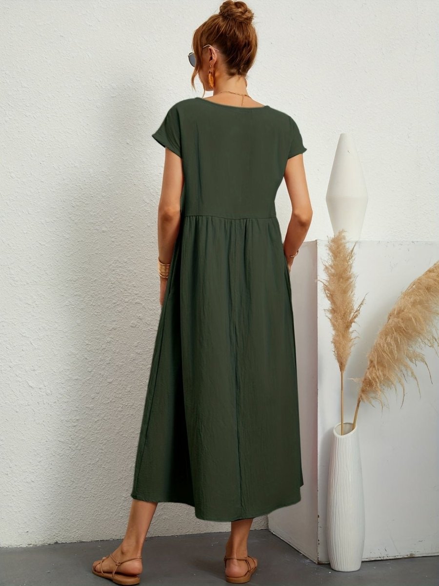 Amiro | Elegante Jurk met ronde hals-Zomer Jurken-Calora-Wit-S-Calora