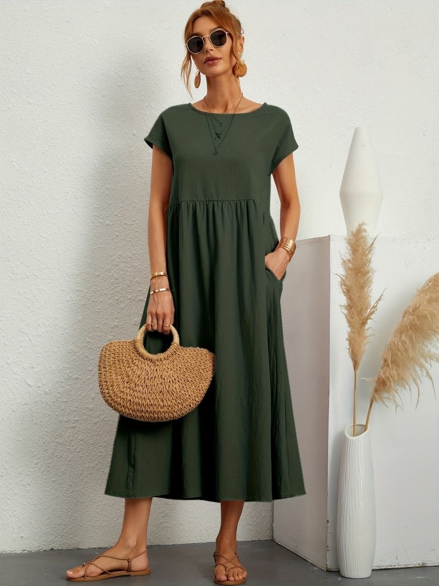 Amiro | Elegante Jurk met ronde hals-Zomer Jurken-Calora-Wit-S-Calora