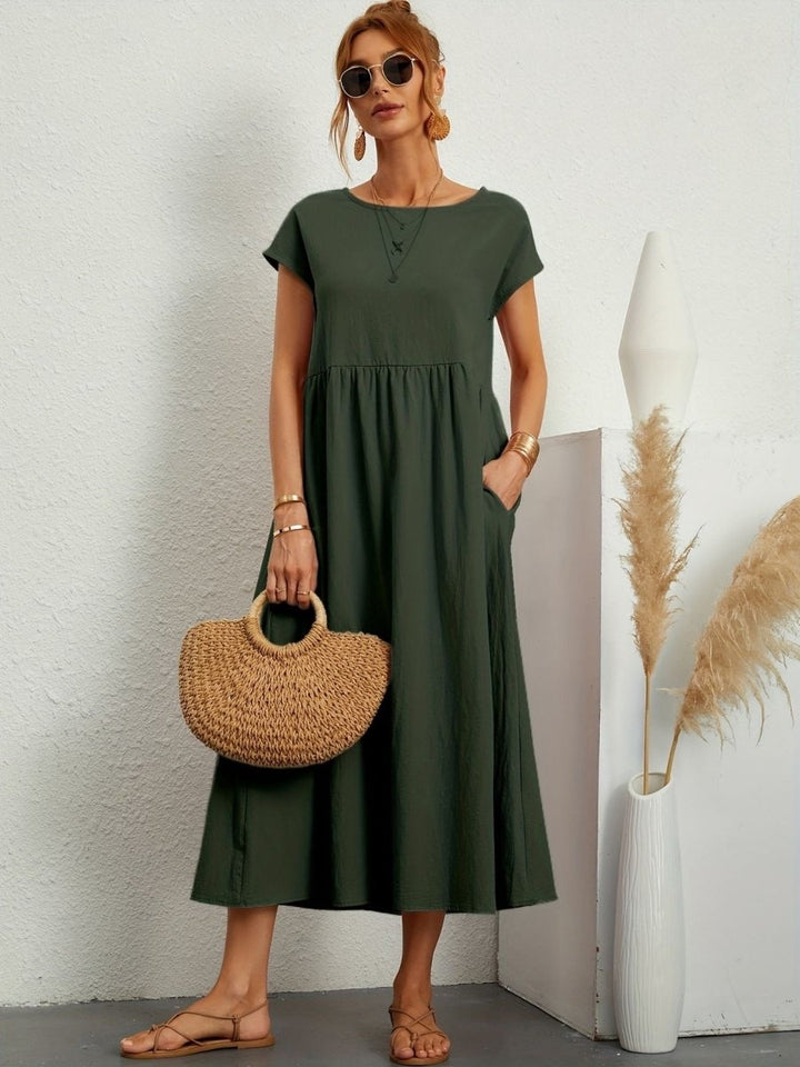 Amiro | Elegante Jurk met ronde hals-Zomer Jurken-Calora-Wit-S-Calora