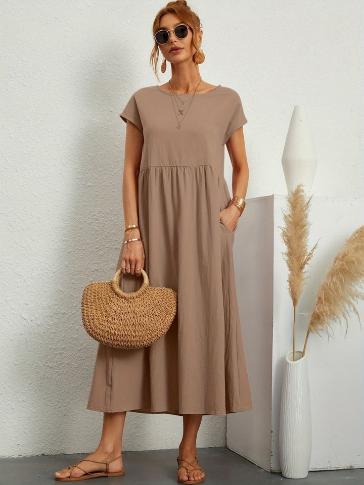 Amiro | Elegante Jurk met ronde hals-Zomer Jurken-Calora-Wit-S-Calora