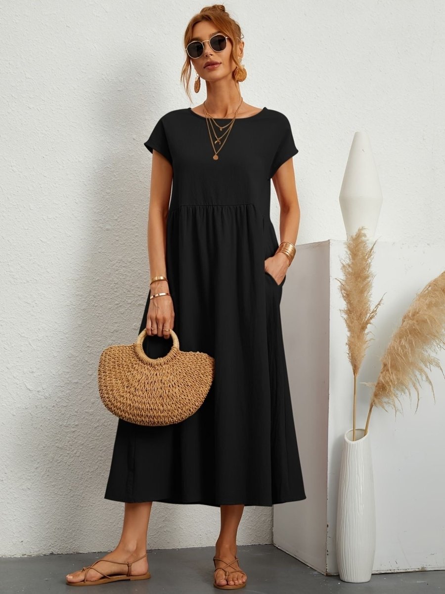 Amiro | Elegante Jurk met ronde hals-Zomer Jurken-Calora-Wit-S-Calora