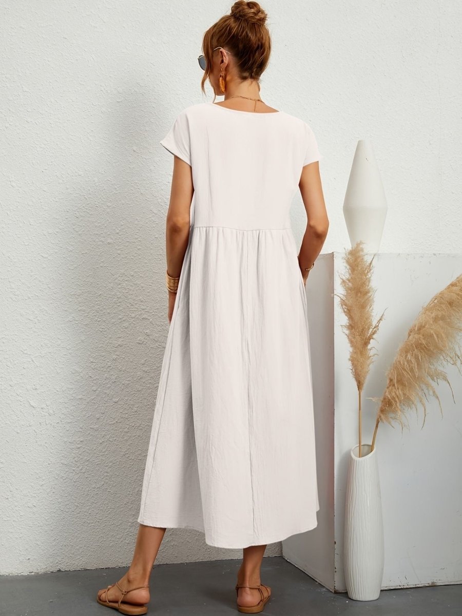 Amiro | Elegante Jurk met ronde hals-Zomer Jurken-Calora-Wit-S-Calora