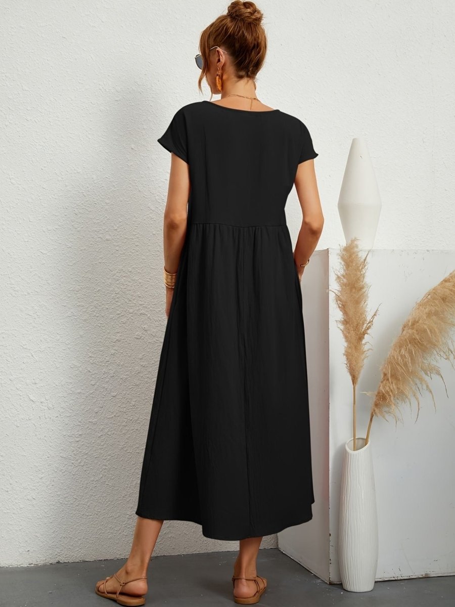 Amiro | Elegante Jurk met ronde hals-Zomer Jurken-Calora-Wit-S-Calora