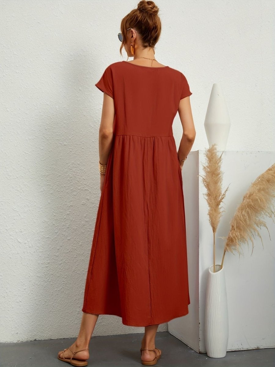 Amiro | Elegante Jurk met ronde hals-Zomer Jurken-Calora-Wit-S-Calora