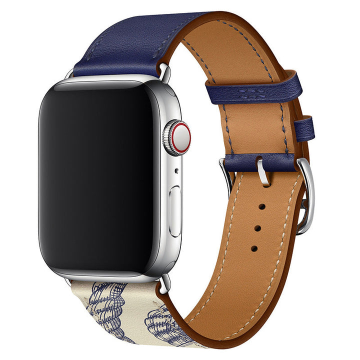 CALORA_ Apple Watch Leren Gestikte Band voor Alle Modellen