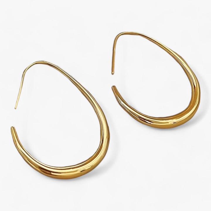 Arista Ovale Hoepeloorbellen | Zilveren Elegantie-Oorbellen-Calora-Goud-Calora