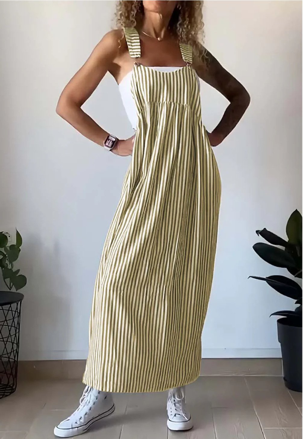 Arlette | Casual Gestreepte Jumpsuit-Jumpsuits-Calora-Geel-S-Calora