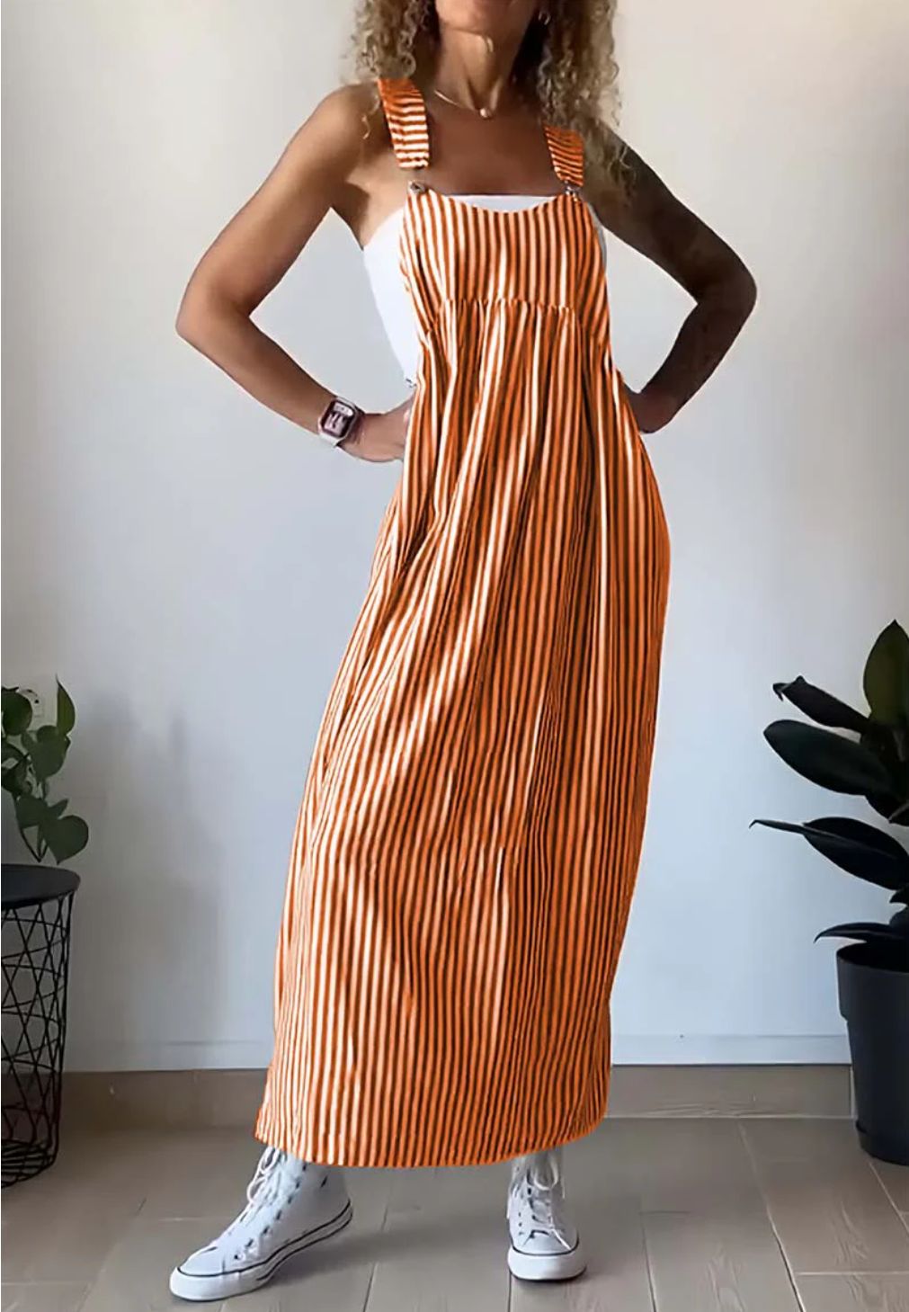 Arlette | Casual Gestreepte Jumpsuit-Jumpsuits-Calora-Oranje-S-Calora