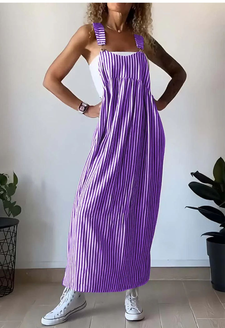 Arlette | Casual Gestreepte Jumpsuit-Jumpsuits-Calora-Paars-S-Calora