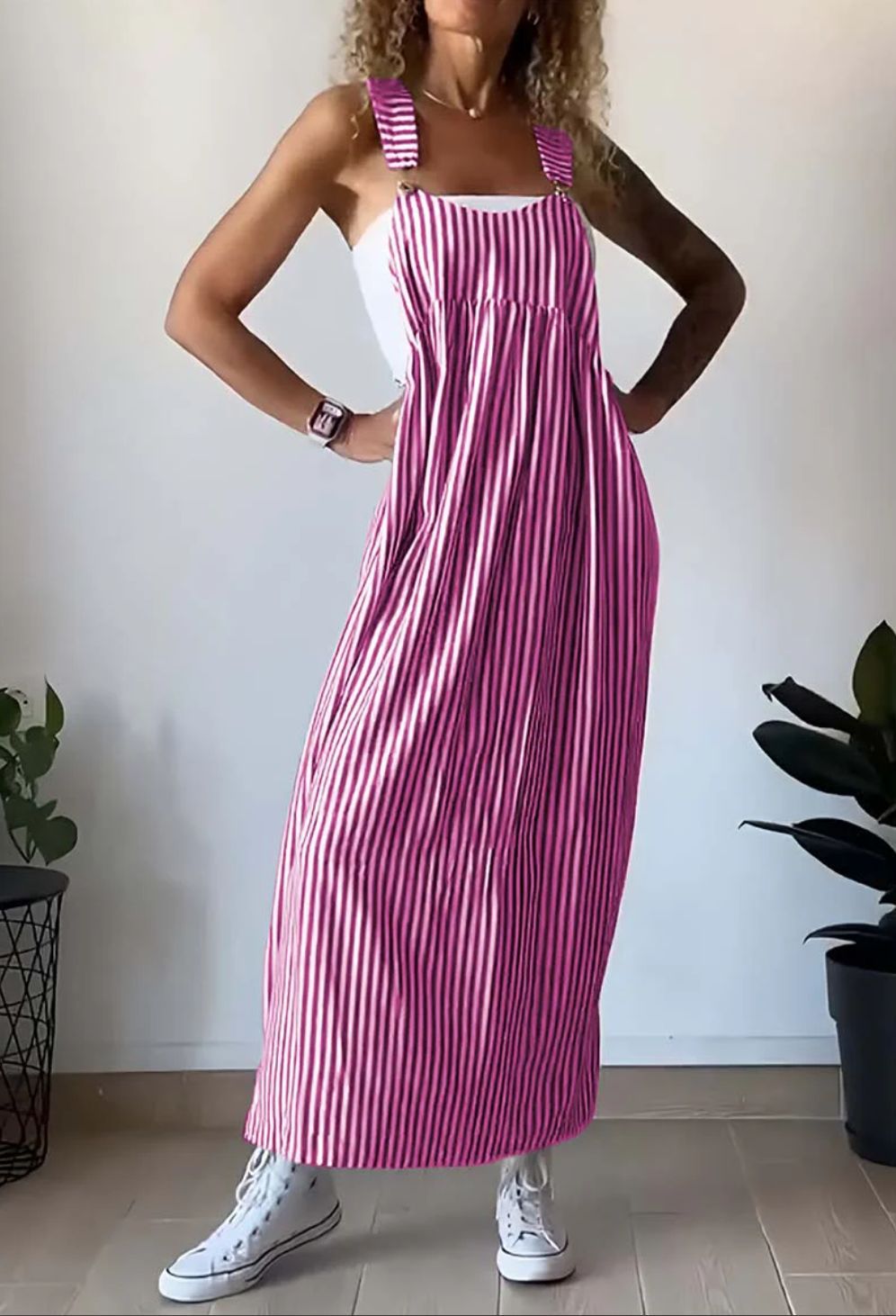 Arlette | Casual Gestreepte Jumpsuit-Jumpsuits-Calora-Roze-S-Calora