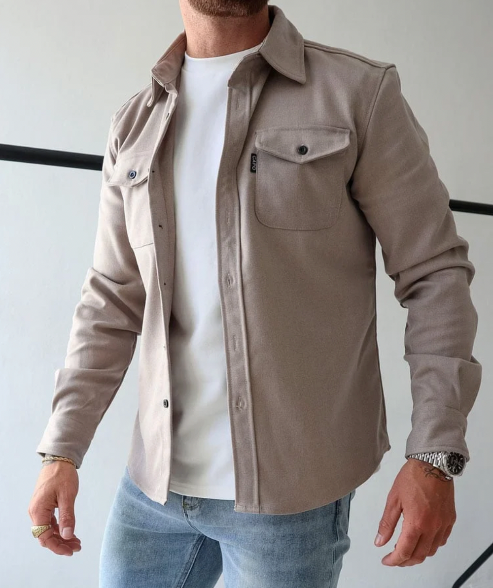 Arlo | Casual herfst overhemd heren-Overhemden-Calora-Beige-S-Calora