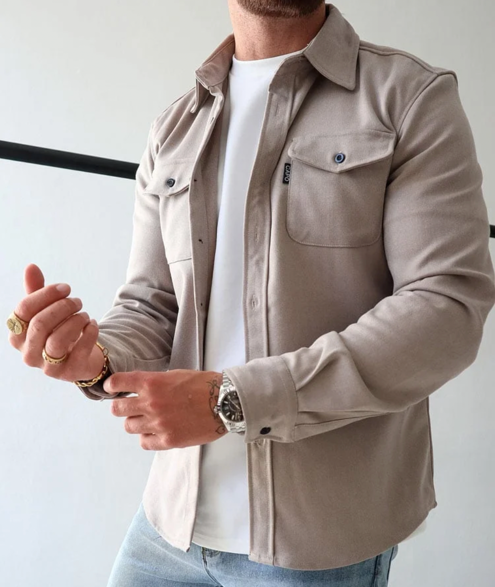 Arlo | Casual herfst overhemd heren-Overhemden-Calora-Beige-S-Calora