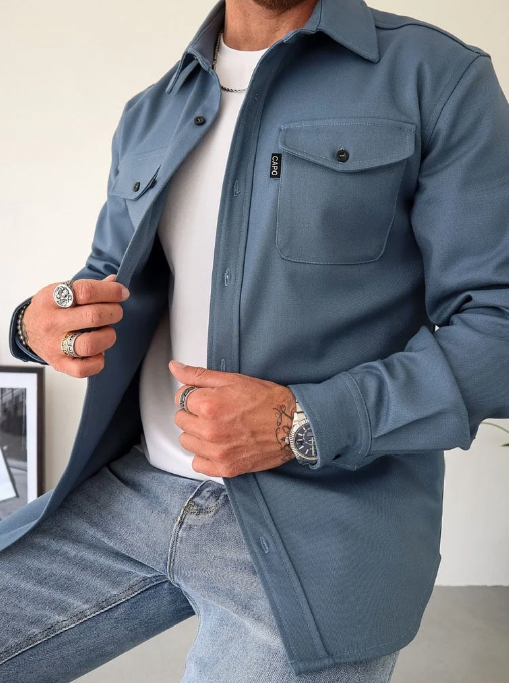 Arlo | Casual herfst overhemd heren-Overhemden-Calora-Blauw-S-Calora