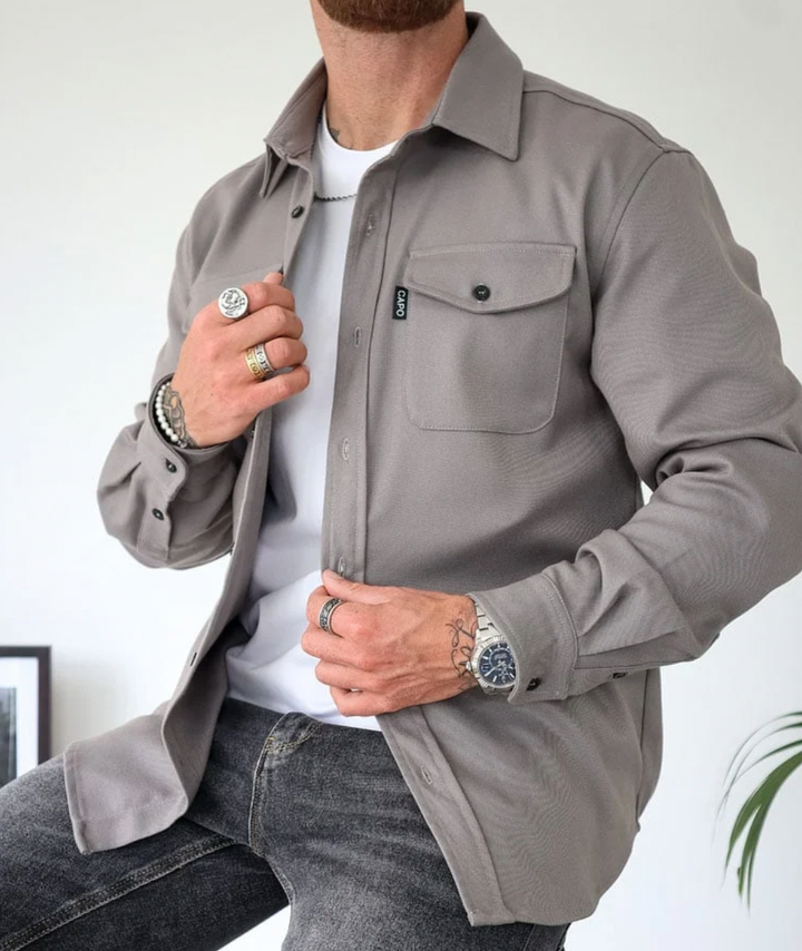 Arlo | Casual herfst overhemd heren-Overhemden-Calora-Grijs-S-Calora