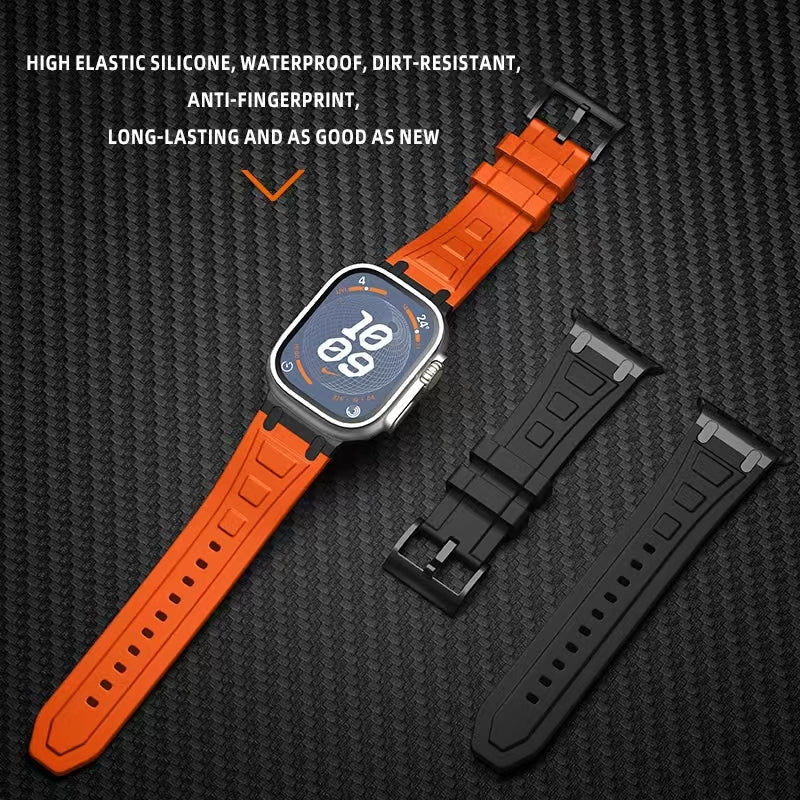 CALORA_ Armor Siliconen Band Voor Apple Watch met Comfortabele Pasvorm