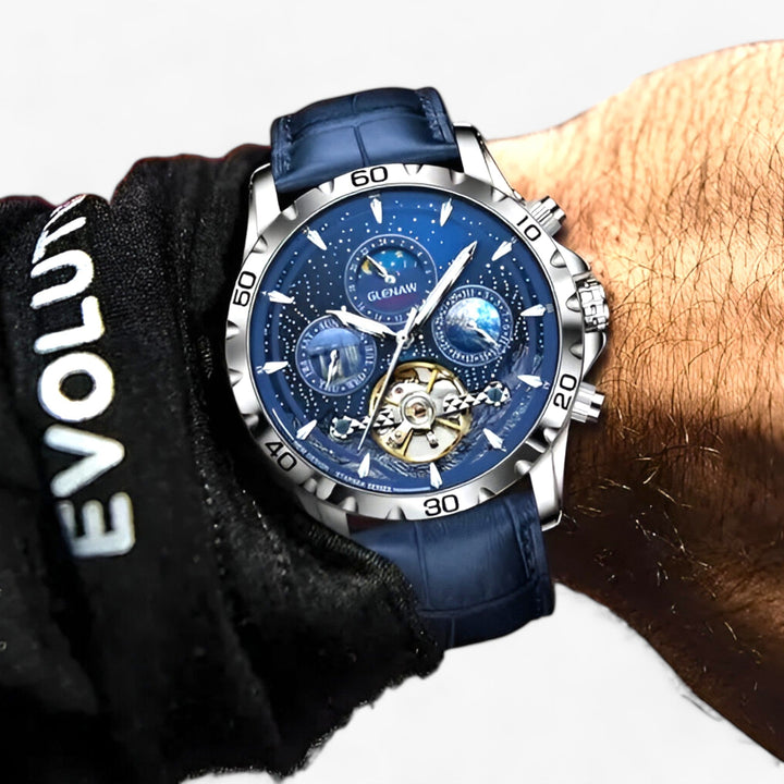 Astrum | Mechanisch Horloge met Sterrenhemel, Maanfases en Skelet-Tourbillon-Horloges-Calora-Zwart-Calora