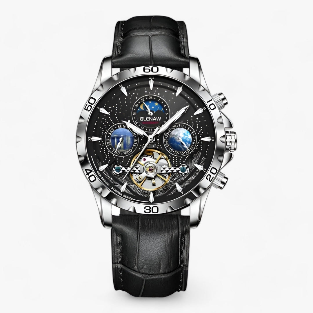 Astrum | Mechanisch Horloge met Sterrenhemel, Maanfases en Skelet-Tourbillon-Horloges-Calora-Zwart-Calora