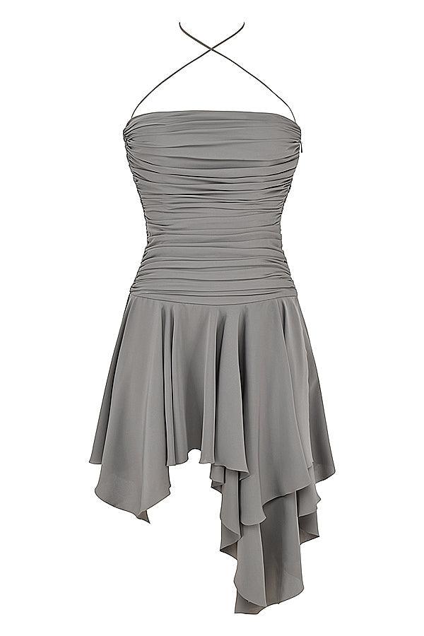 Asymmetrische Midi Jurk met Rookplooien-Zomer Jurken-Calora-XS-Calora