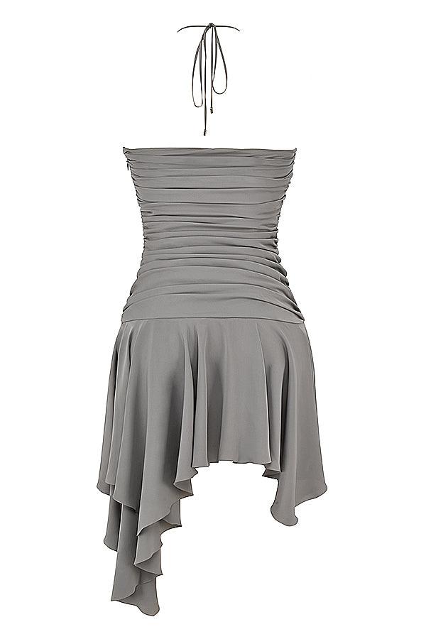 Asymmetrische Midi Jurk met Rookplooien-Zomer Jurken-Calora-XS-Calora
