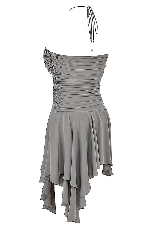 Asymmetrische Midi Jurk met Rookplooien-Zomer Jurken-Calora-XS-Calora