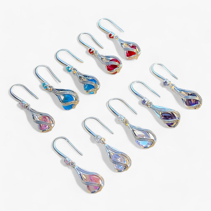 Aurona | Sterling Zilveren Kristallen Zircon Oorbellen-Ringen-Calora-Blauw (925 Zilver)-Calora