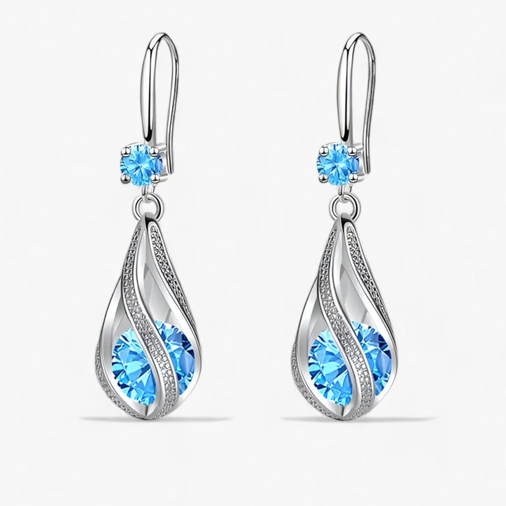Aurona | Sterling Zilveren Kristallen Zircon Oorbellen-Ringen-Calora-Blauw (925 Zilver)-Calora