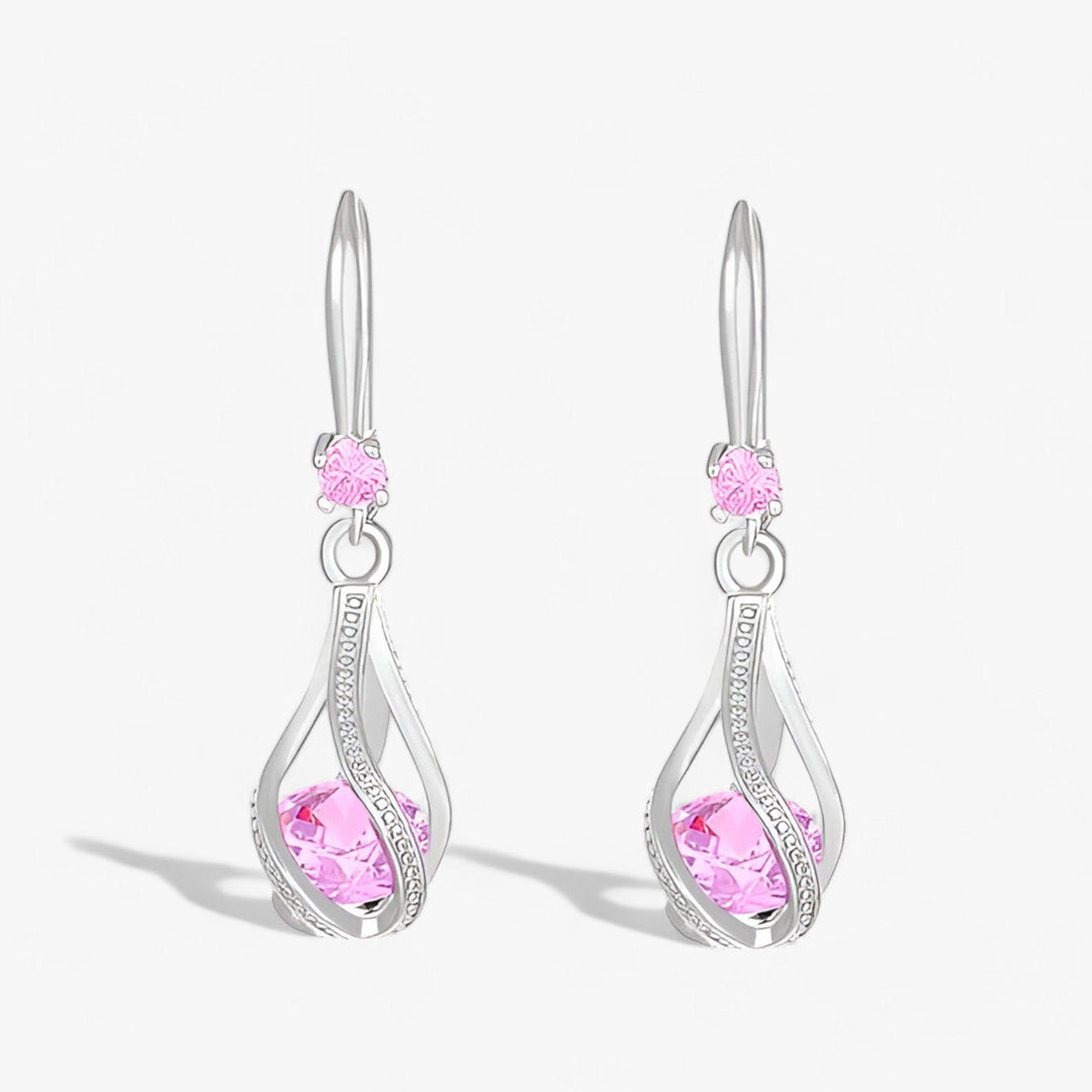 Aurona | Sterling Zilveren Kristallen Zircon Oorbellen-Ringen-Calora-Roze (925 Zilver)-Calora